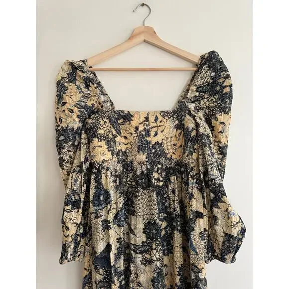 ULLA JOHNSON Natilda Puff Sleeve Midi Dress in Bellflower Size 8 - Picture 6 of 11